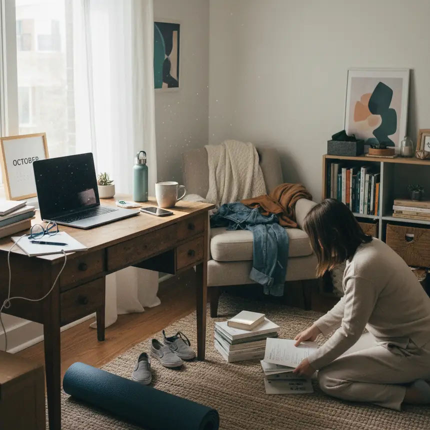 Cluttered self-living apartment room