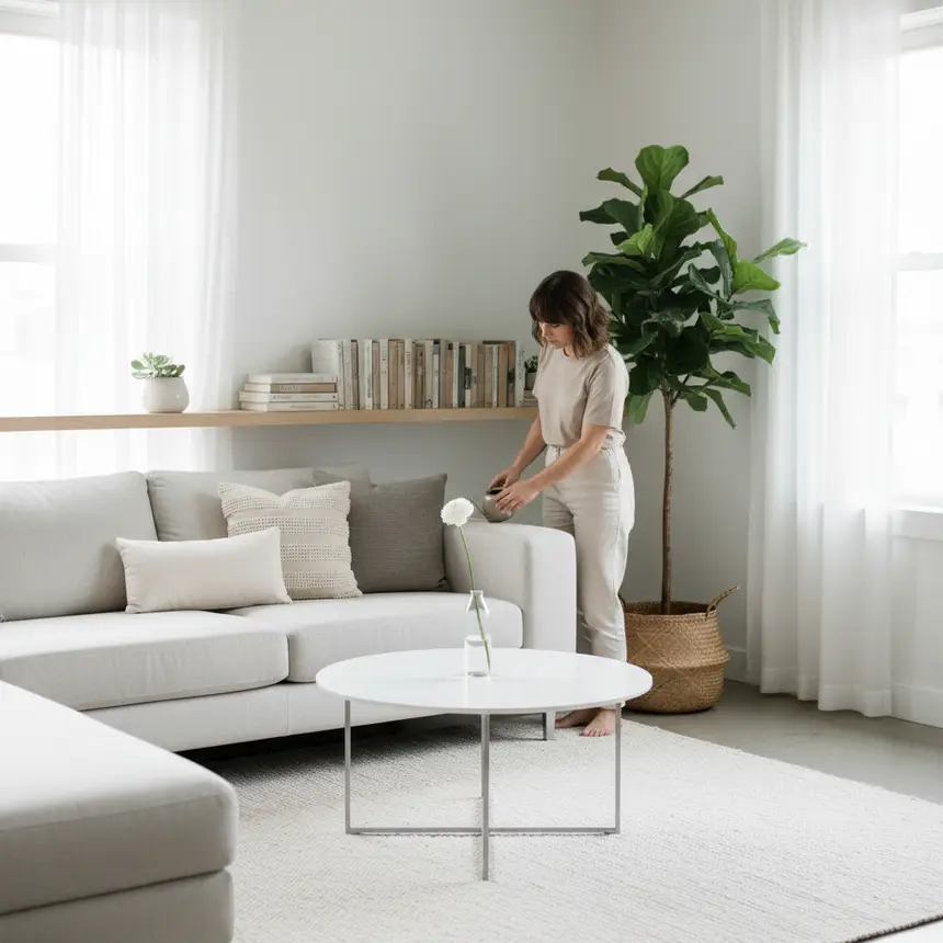 Clean organized living room