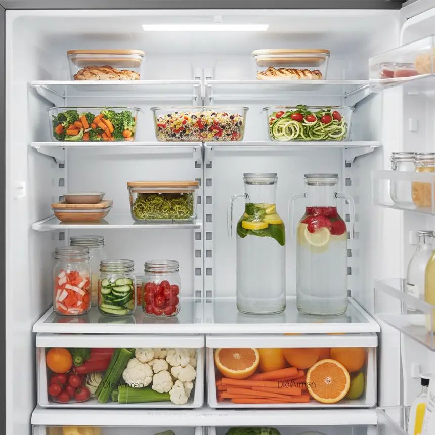 Meal prep storage, refrigerator organization