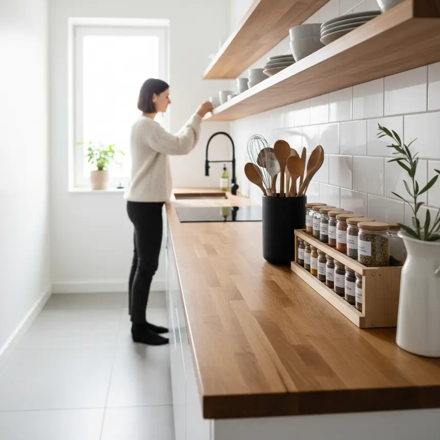 Organized kitchen, efficient storage solutions