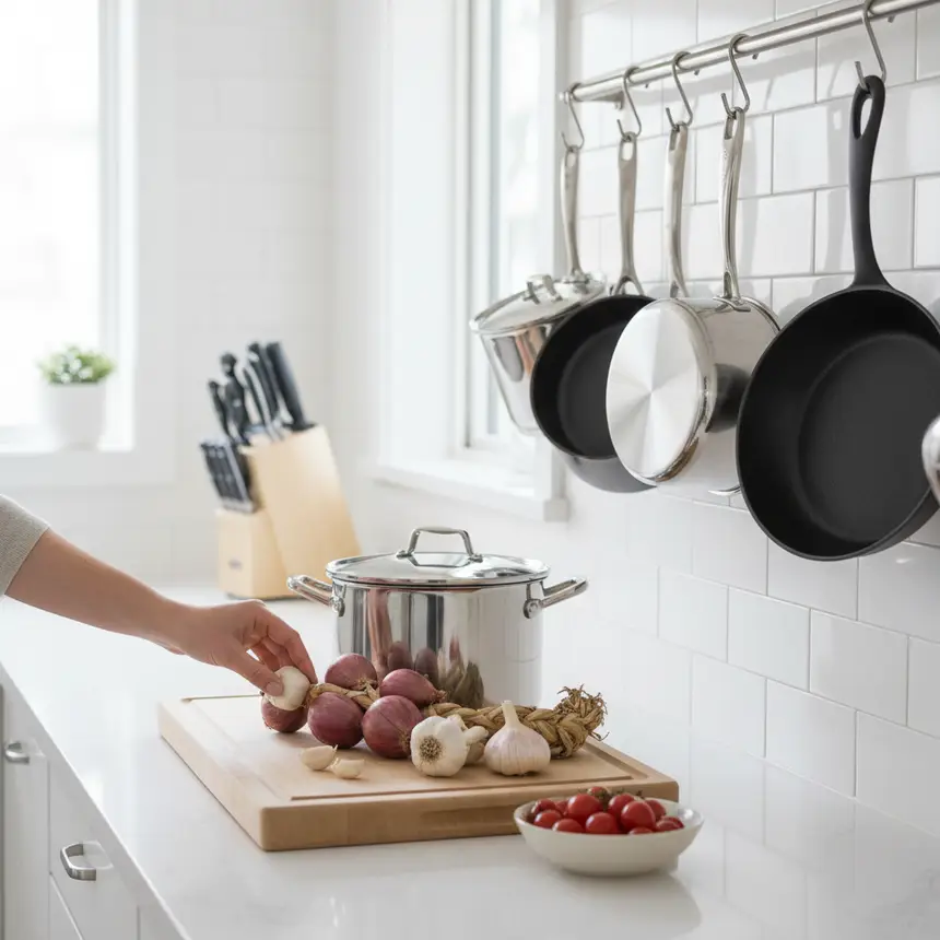 tidy kitchen, efficient meal prep