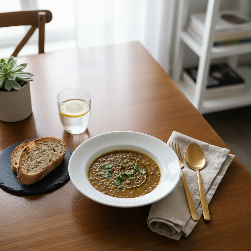 organized dining table, healthy home-cooked meal