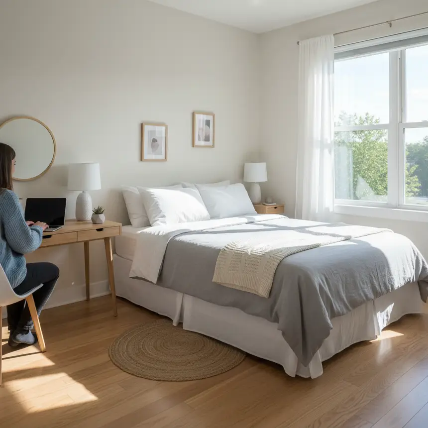 Clean and organized bedroom