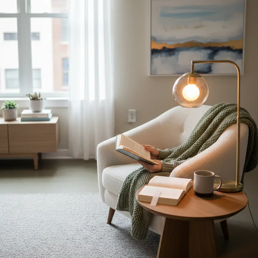 cozy apartment sanctuary, peaceful home environment