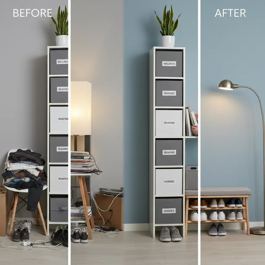 Before after organization, storage ideas