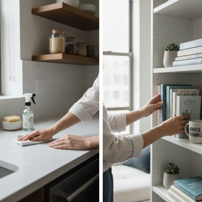 Cleaning routine, organizing habits