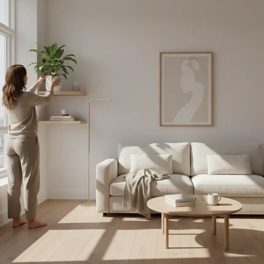 clean organized small apartment living room