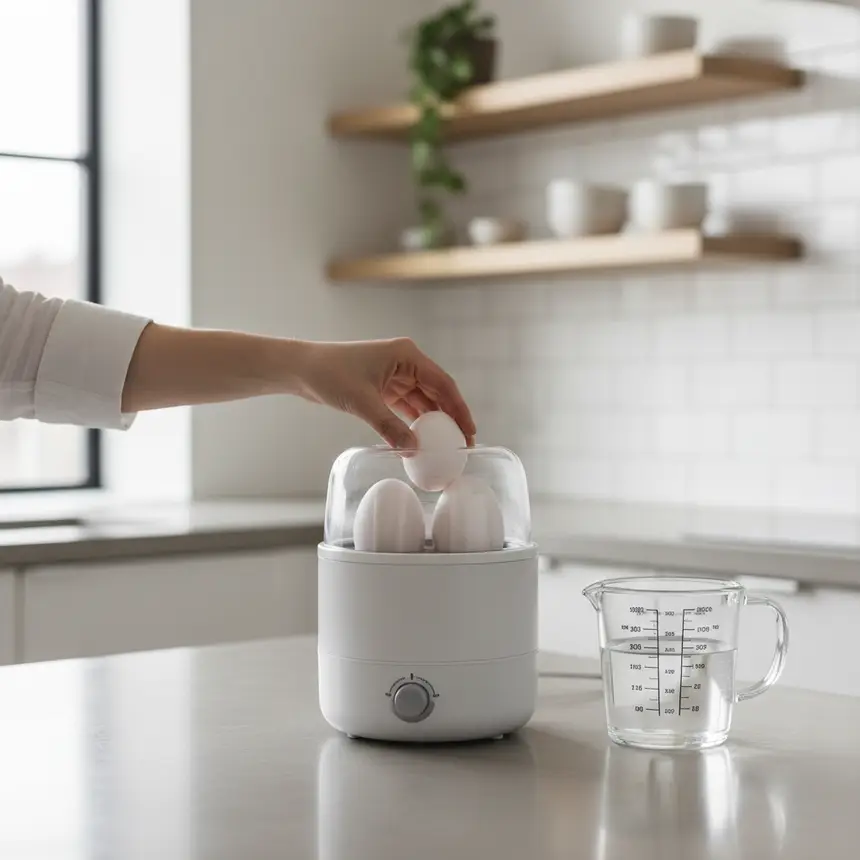 Using a compact egg cooker