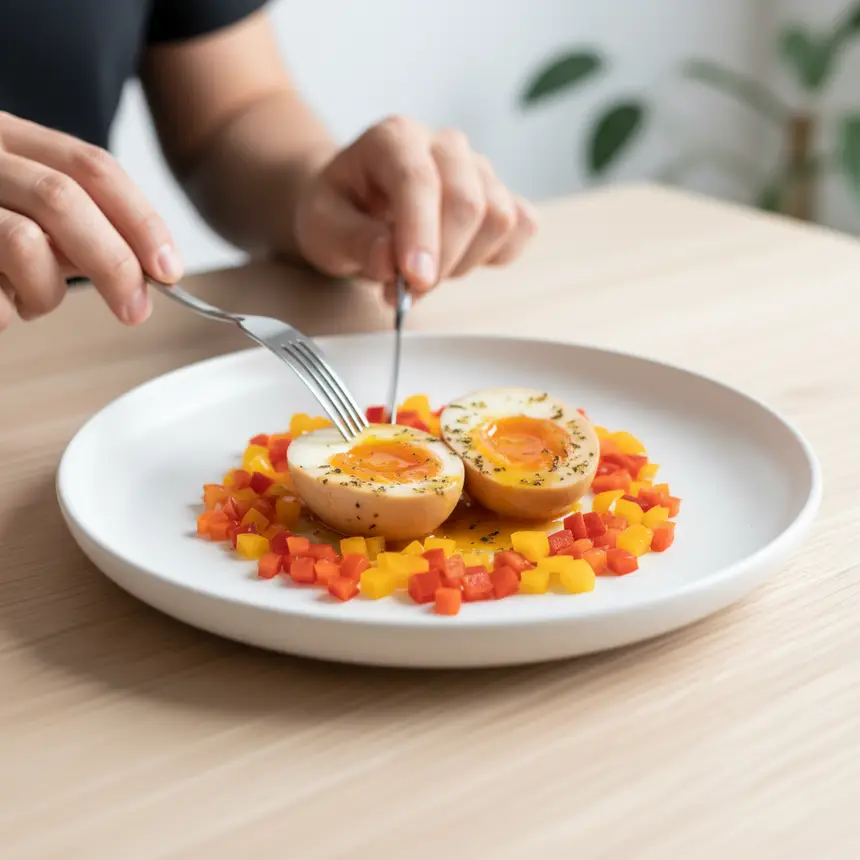 Soft-boiled egg with savory sauce