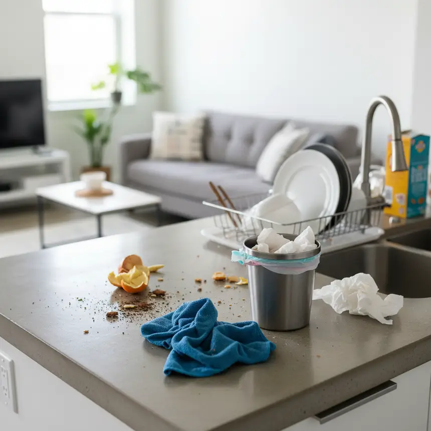 Cluttered kitchen environment