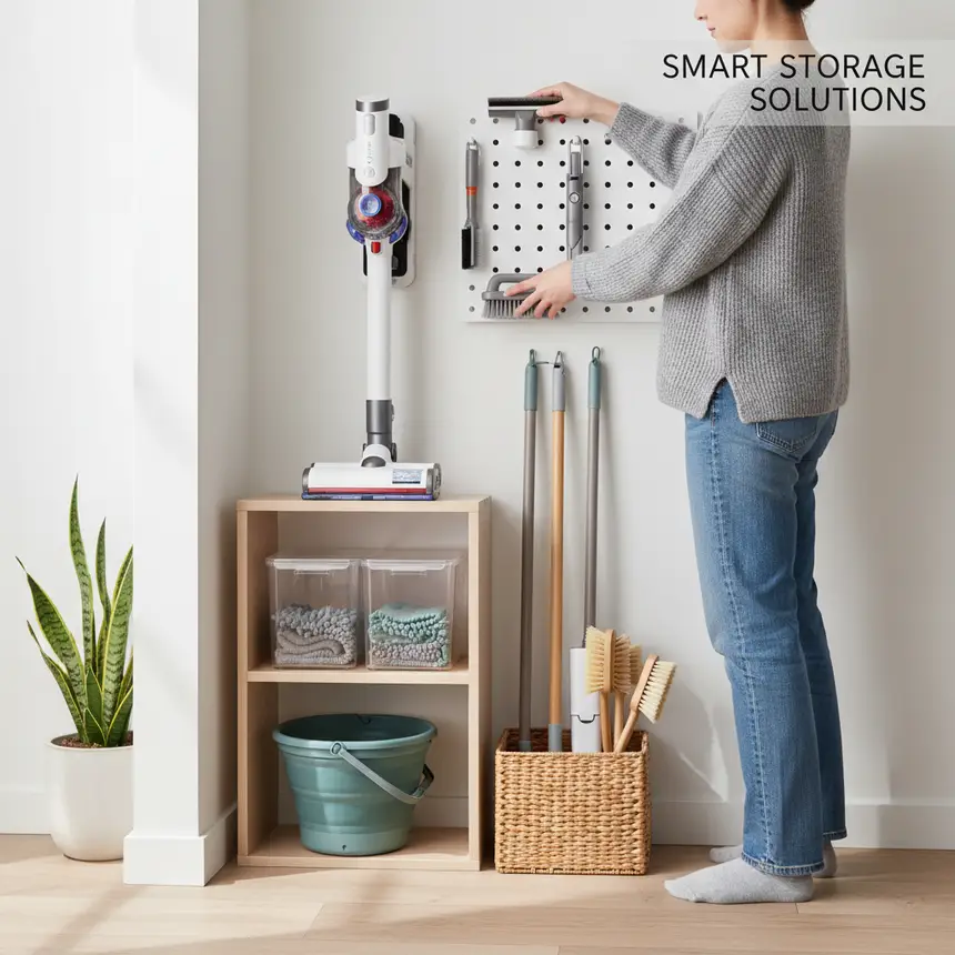 Optimized storage for cleaning tools