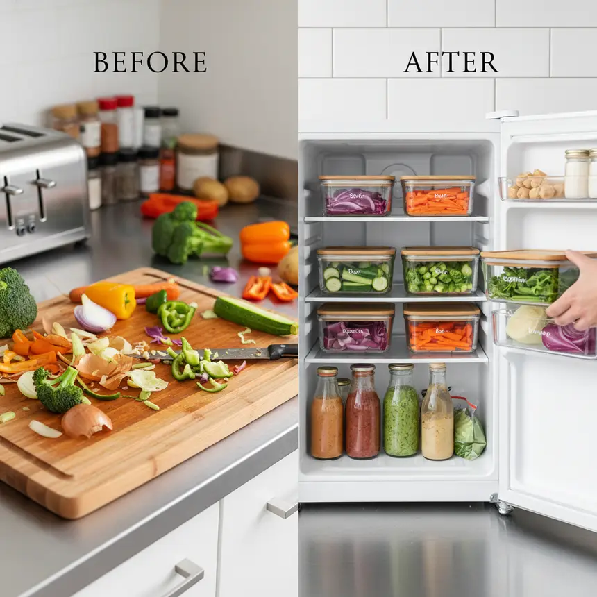 Weekly meal plan, ingredient portioning