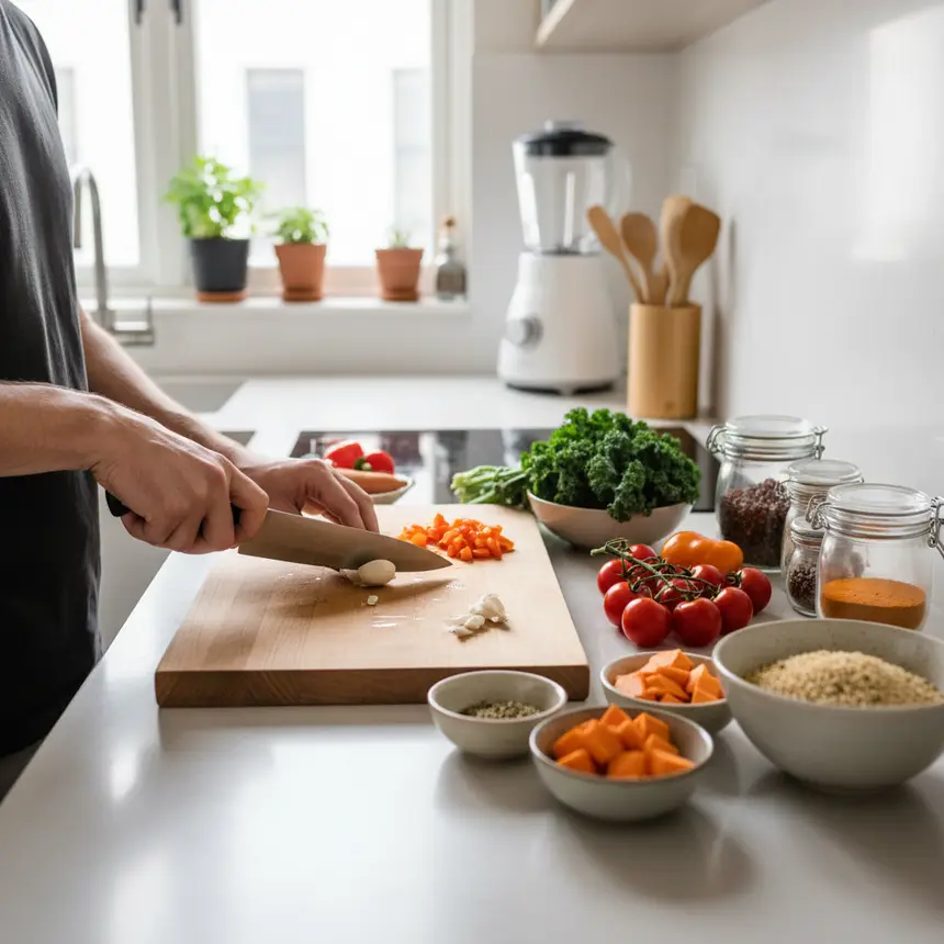 Kitchen routine, creative meal prep