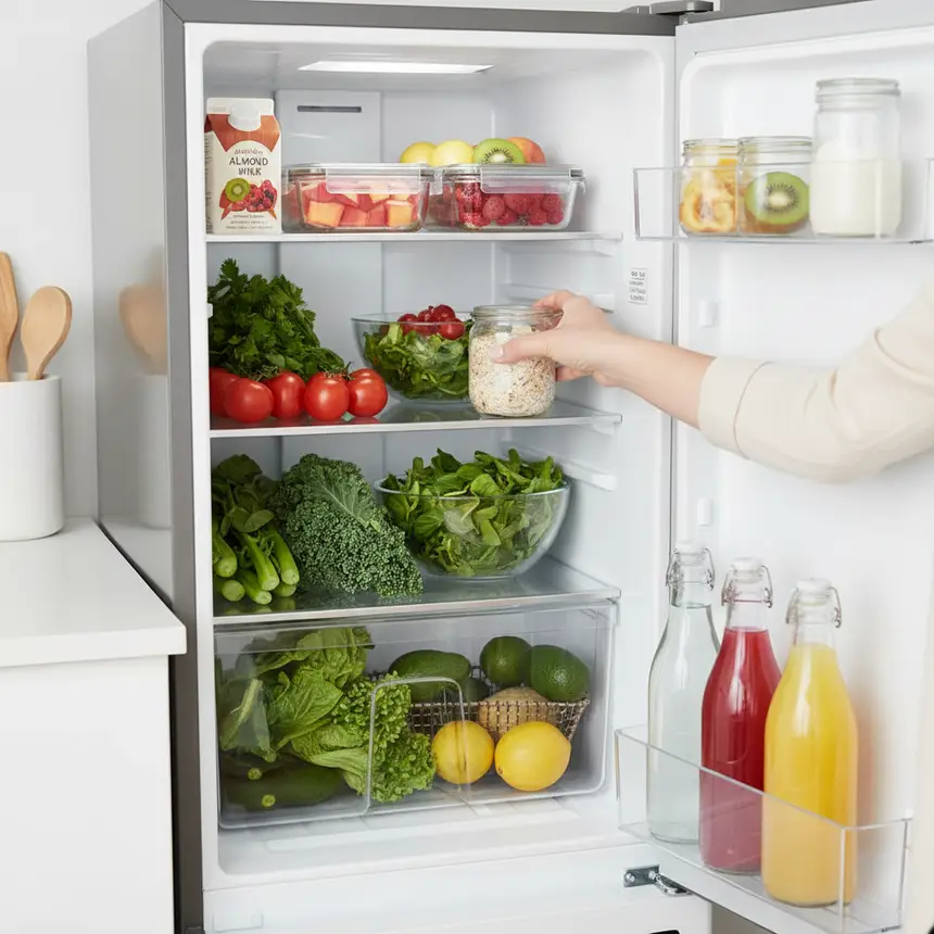 organized refrigerator, food management, space circulation
