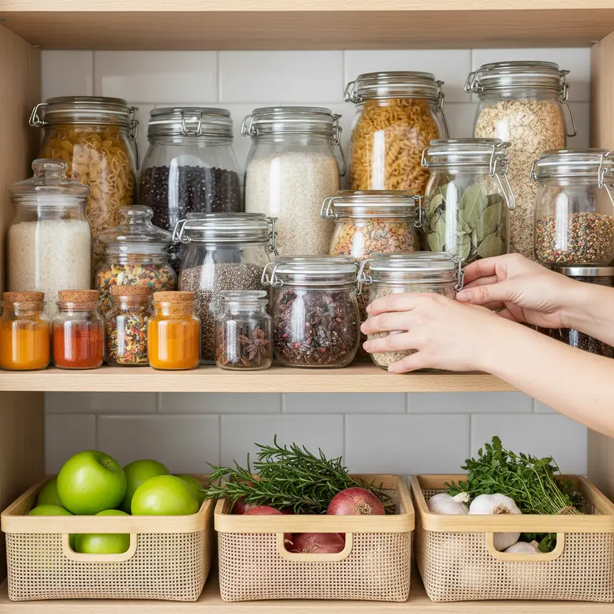 Organized fridge, food storage, efficient kitchen