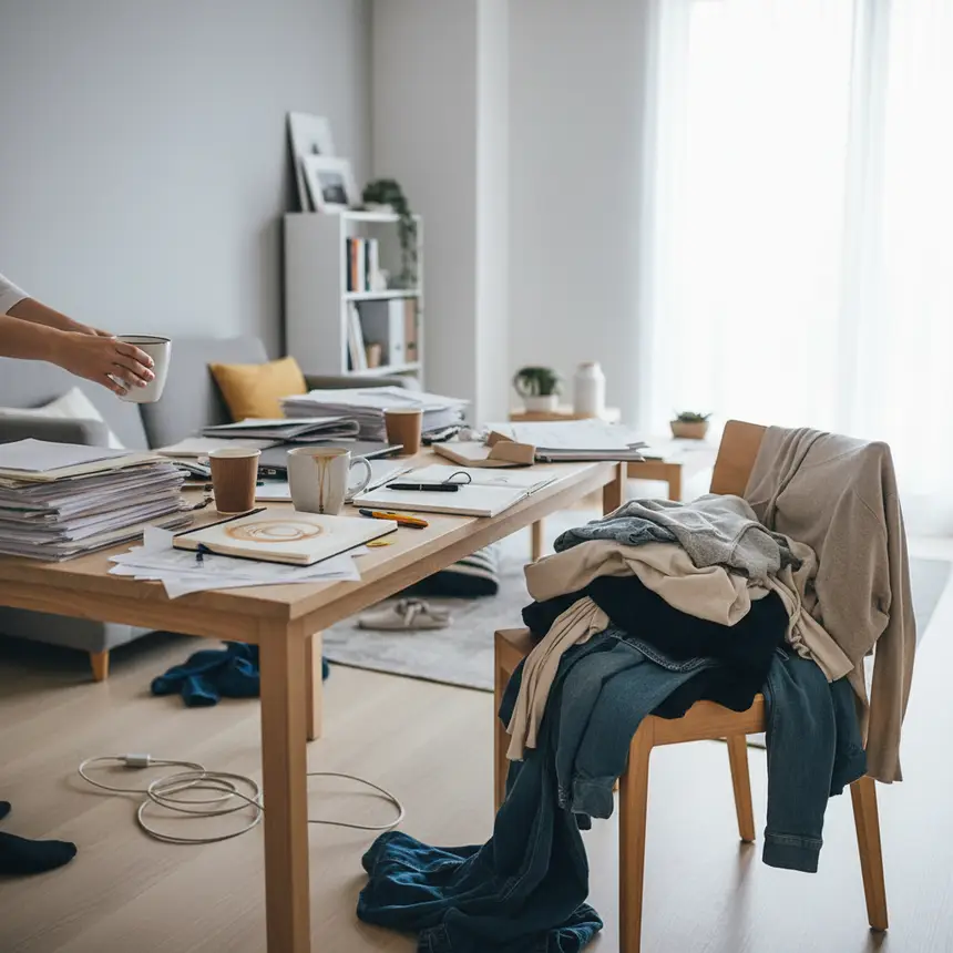 Accumulated clutter, daily habits, disorganized storage