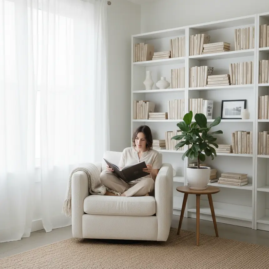 Minimalist studio living area