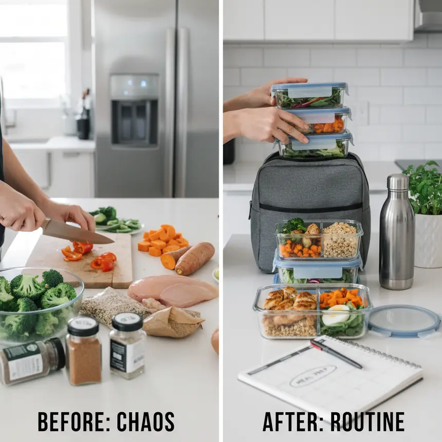 Meal prep, efficient routine