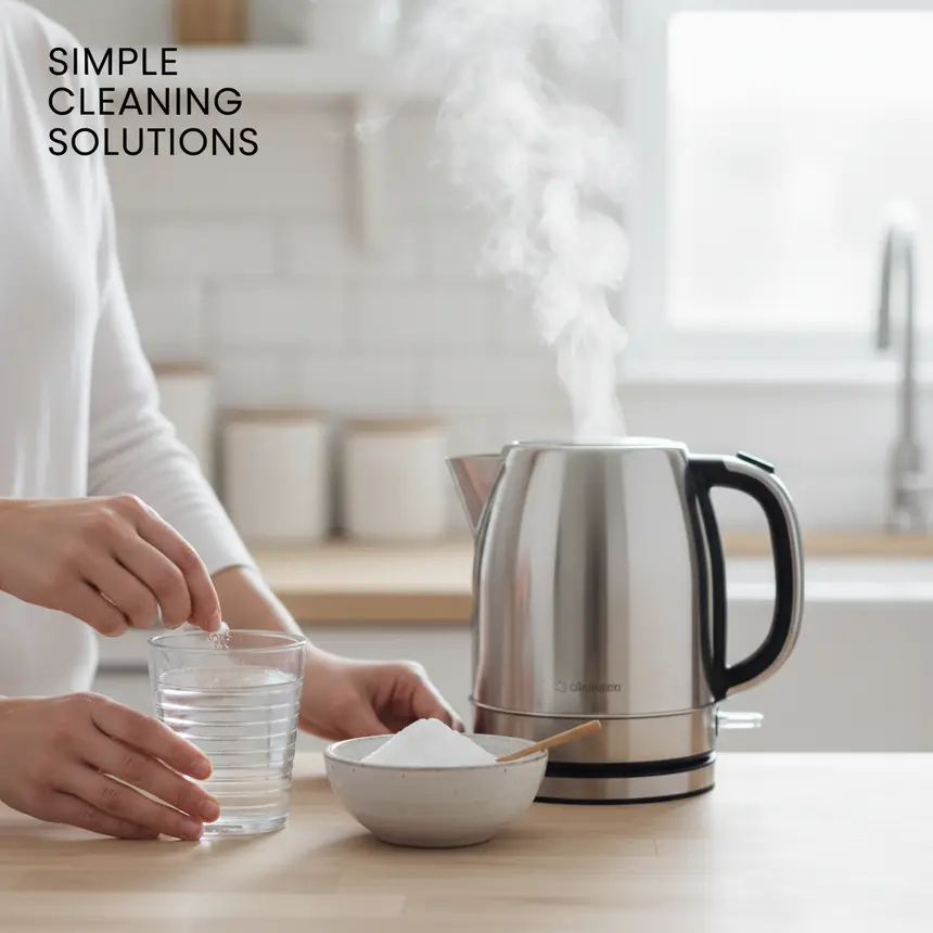 Baking soda, hot water, cleaning preparation