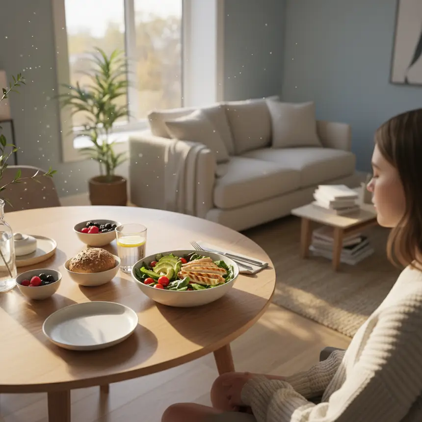 Person enjoying homemade meal