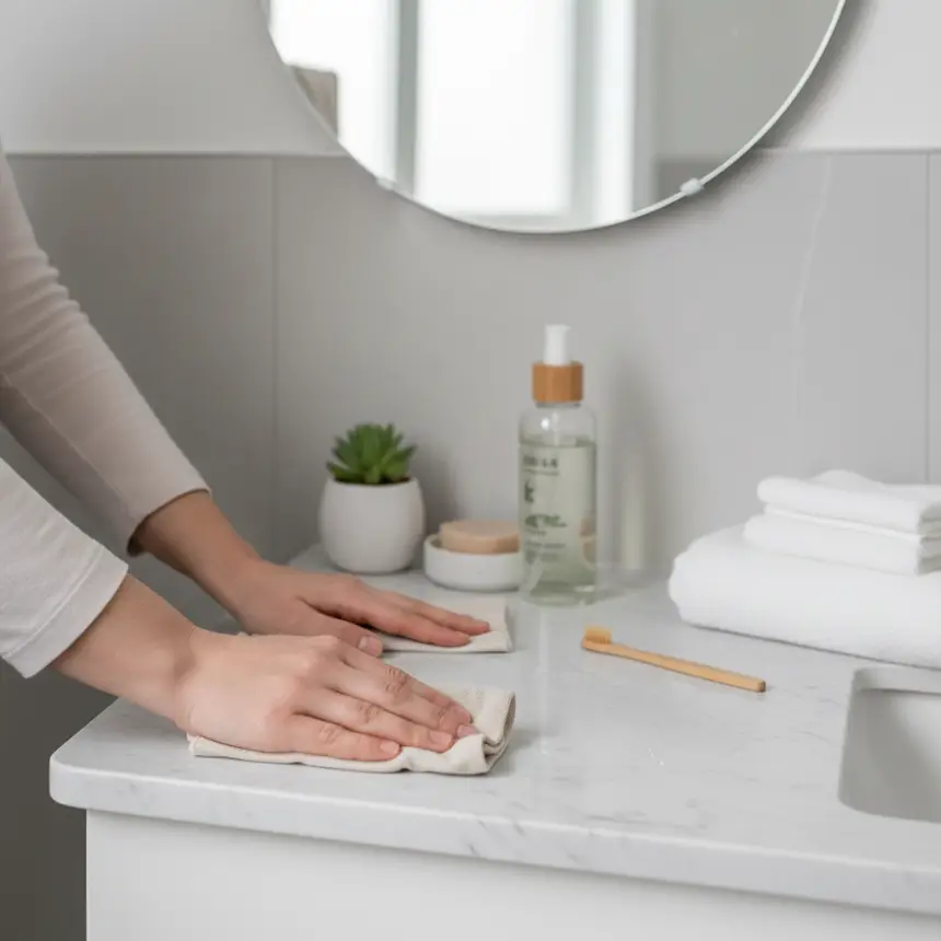 Neatly organized bathroom
