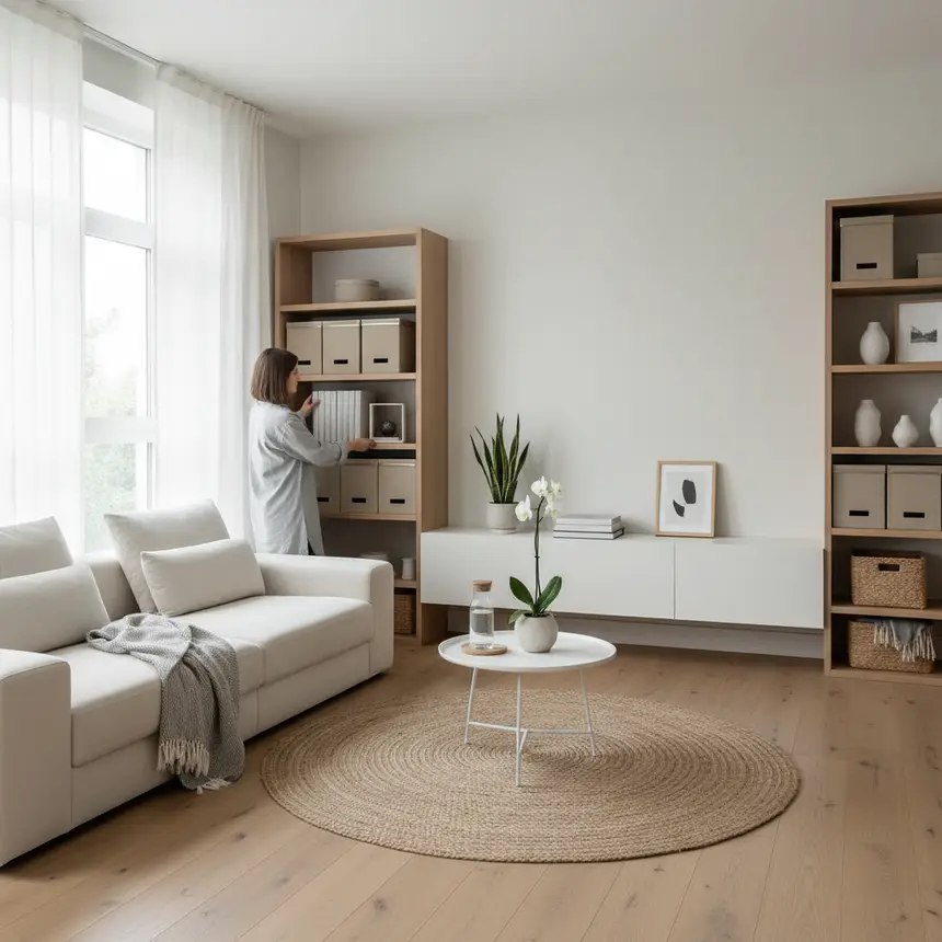 Clean and organized minimalist living space