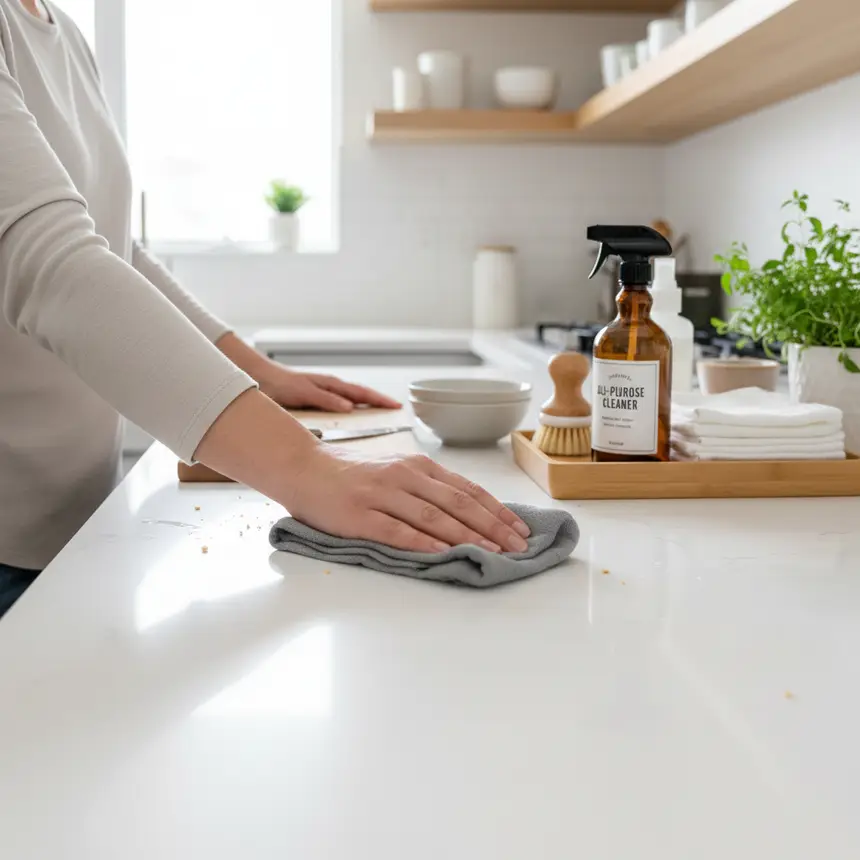 Cleaning kitchen counter