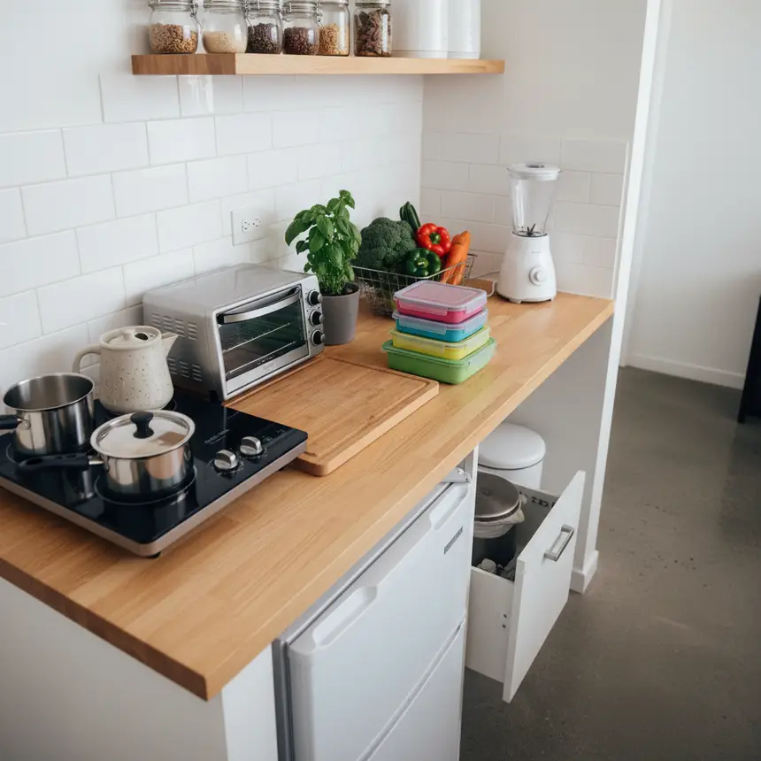 Small kitchen space, efficient cooking