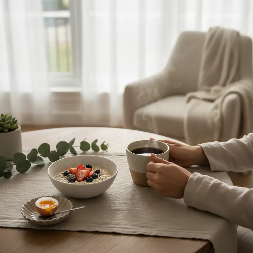 Healthy breakfast, morning routine